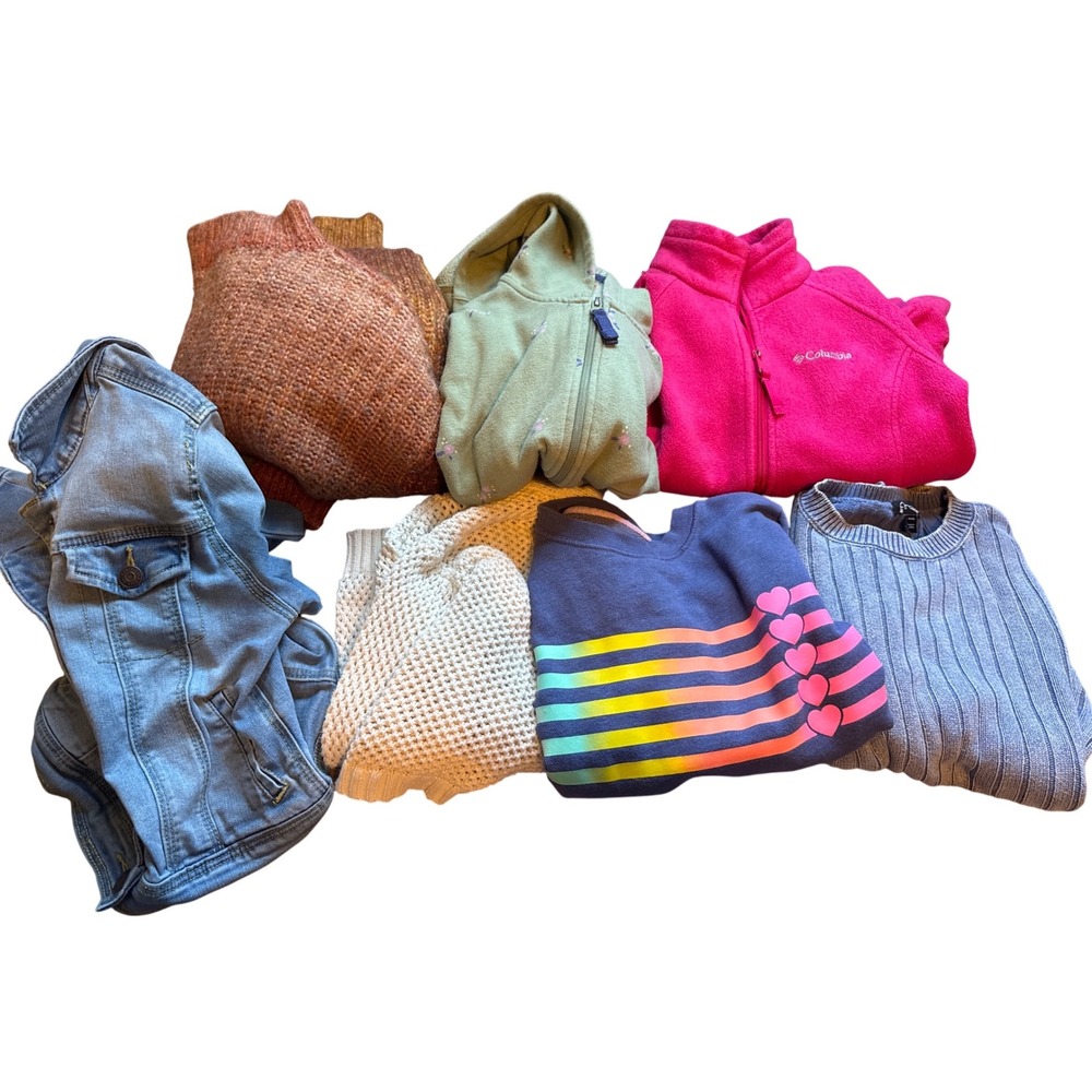 Girls Bundle 7 Items Sweaters Jackets Denim Vest Fleece Hoodie 7/7‎
